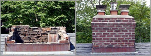 Rebuilt brick chimney in Rumson, NJ
